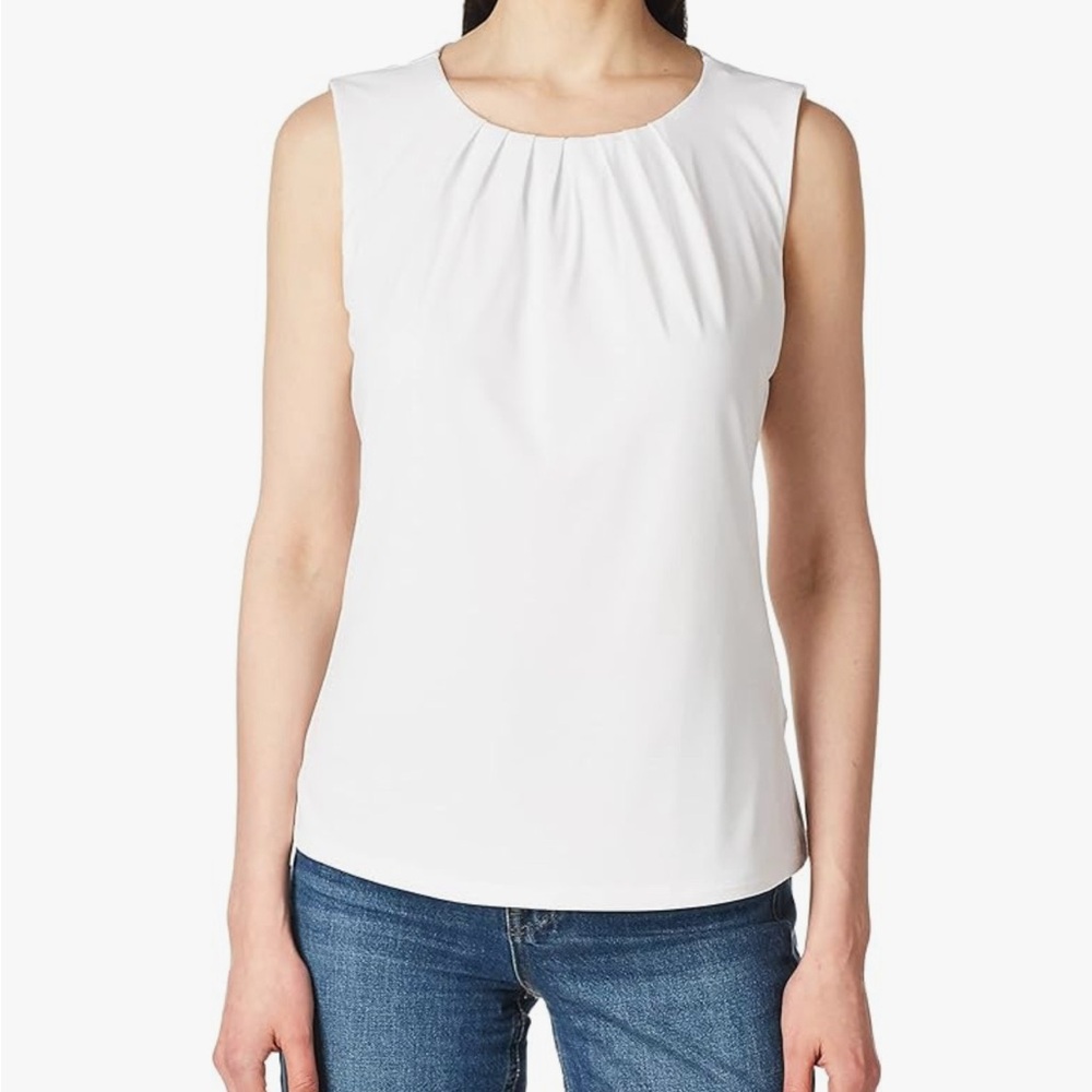 Calvin Klein Women’s Pleat Neck Sleeveless Cami | White